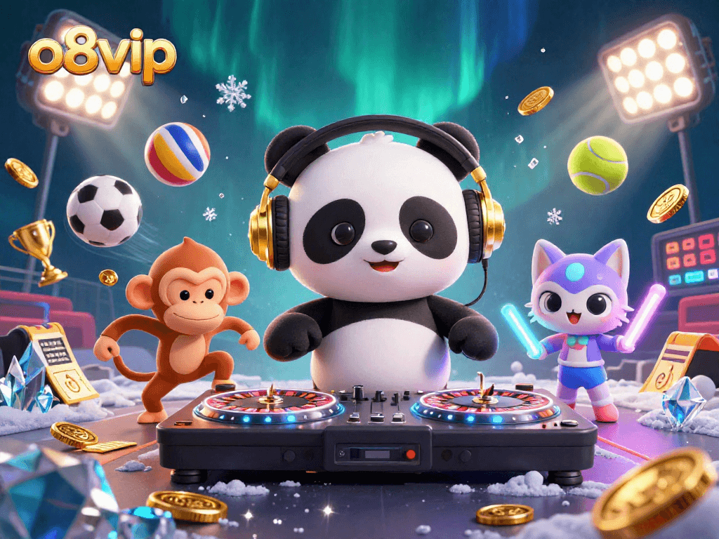Experience the thrill of o8vip with vibrant casino elements and engaging characters in this dynamic illustration.