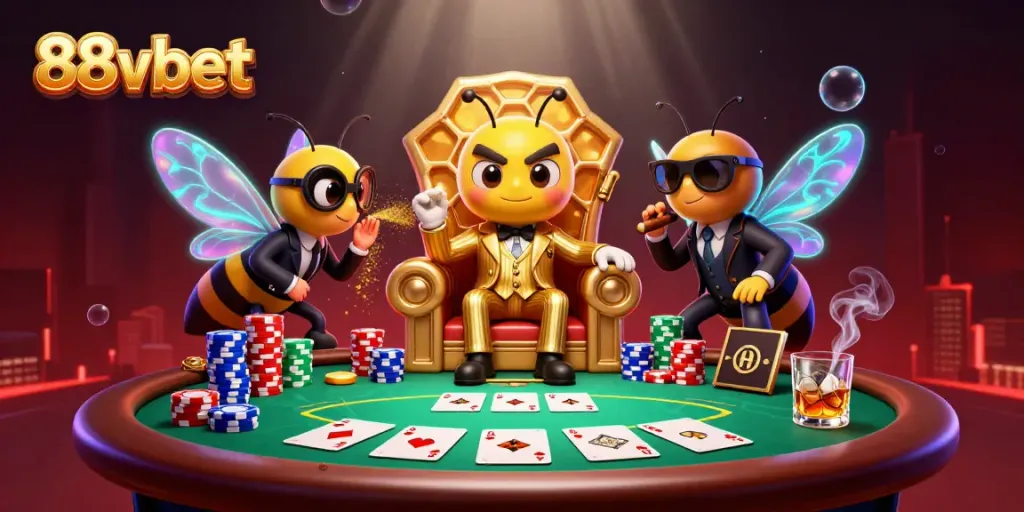 Experience thrilling poker gameplay at 88vbet with a vibrant, dynamic casino scene.