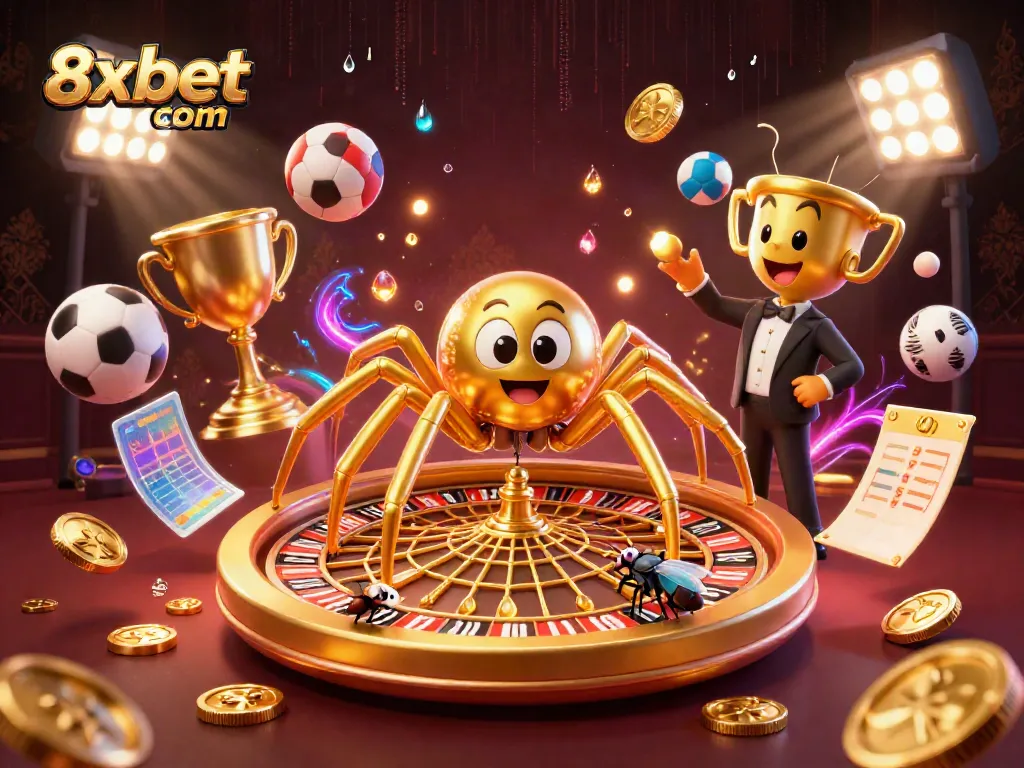 Experience thrilling bets at 8xbet com with our vibrant casino illustration featuring dynamic games and exciting elements.