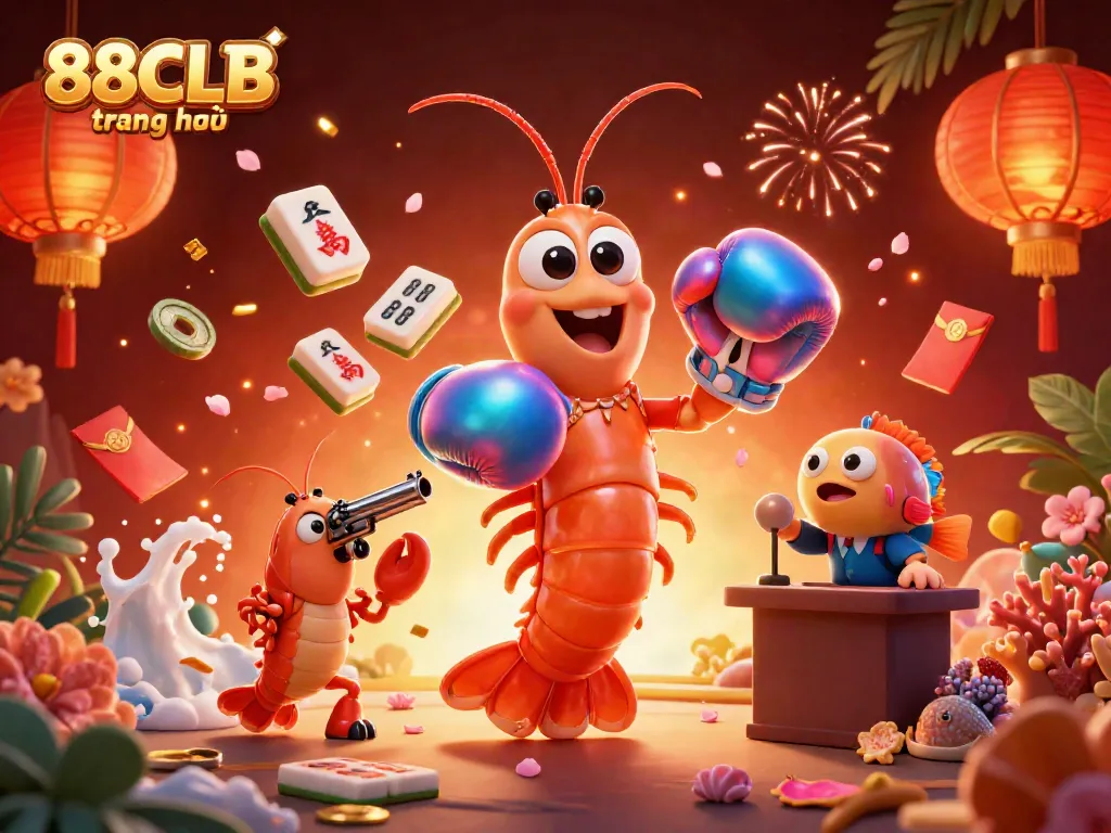 Experience vibrant gaming elements with 88CLB trang chủ's lively co-stars in this dynamic casino-themed illustration.