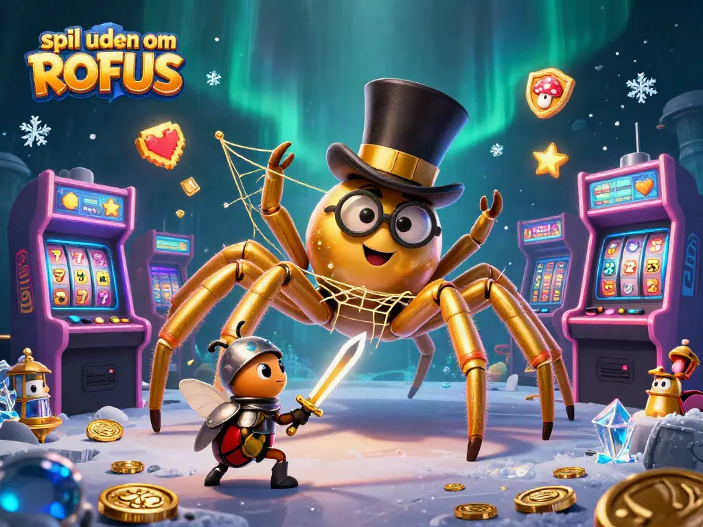 Engage with thrilling gameplay at spil uden om ROFUS featuring a golden tarantula weaving golden webs.
