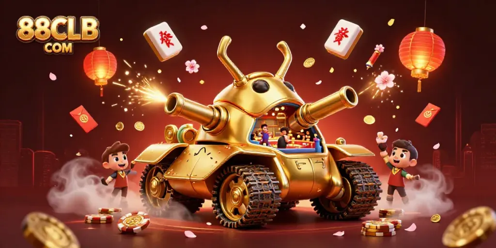 Experience excitement at 88CLB COM with a golden beetle tank casino showcasing fun and festive games.