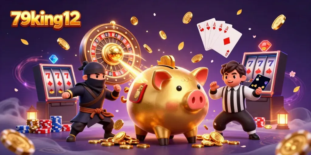 Experience thrilling gameplay at 79king12 with dynamic 3D characters and casino elements in action.