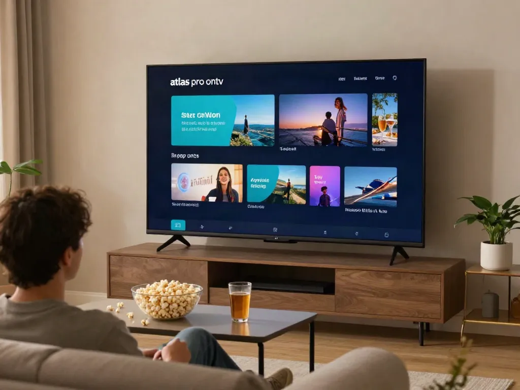 Profitez d'une expérience de divertissement avec atlas pro ontv dans un salon moderne.