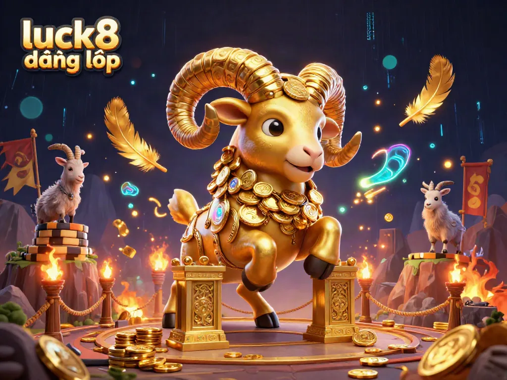 Experience the thrill of online gaming with luck8 đăng nhập, featuring a dynamic golden ram in action.