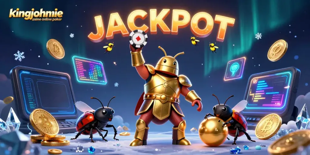 Experience the excitement of kingjohnnie casino online poker with a vibrant scene of victory and wealth.