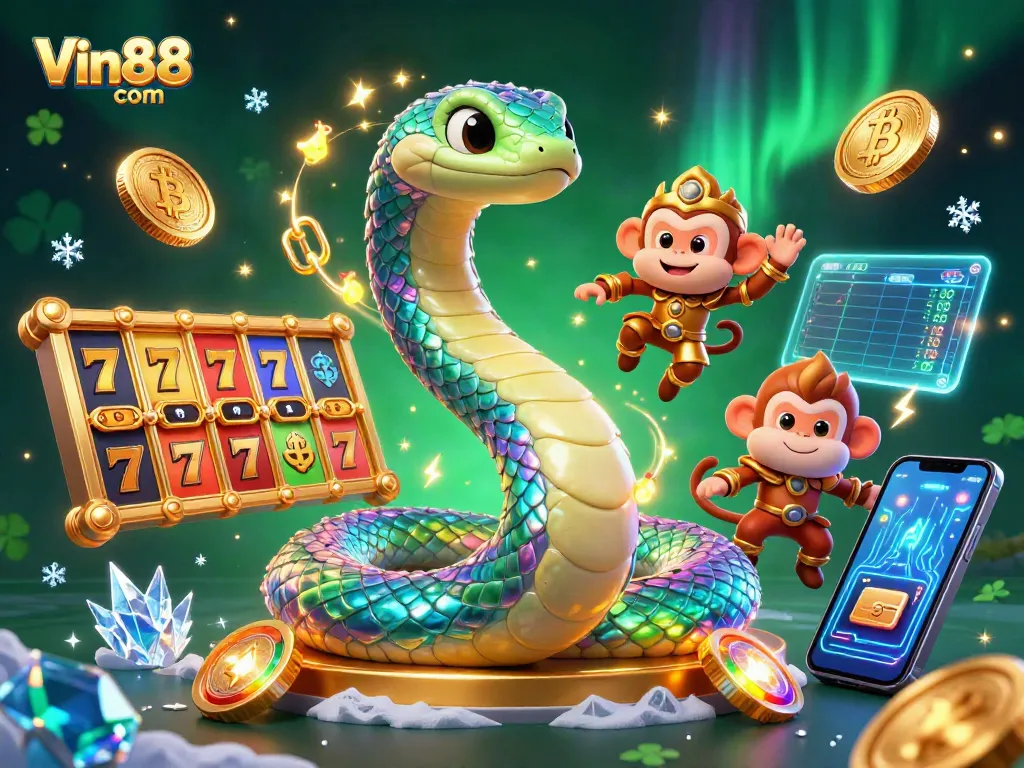 Engage with Vin88 com through an exciting, vibrant 3D illustration showcasing a charming casino scene.